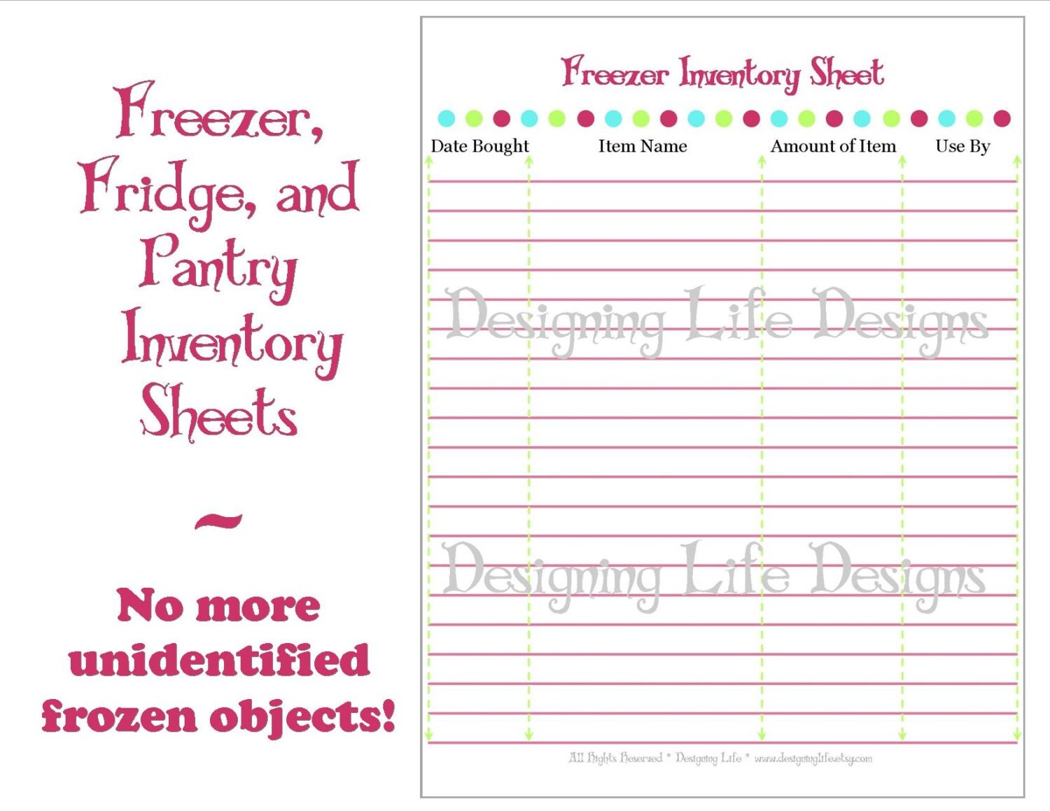 Freezer Pantry And Fridge Inventory Sheets Printable PDF