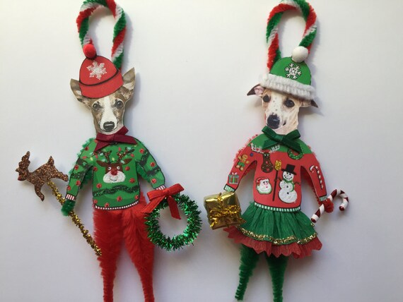 whippet christmas ornaments ugly sweater dog by whippet christmas ornaments ugly sweater dog by