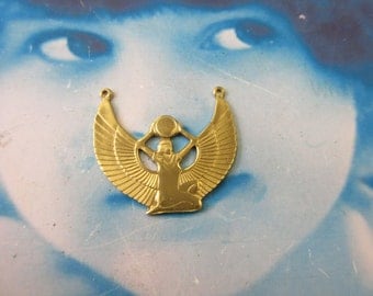 Natural Raw Brass Egyptian Goddess Isis Pendant Connector 275RAW x1