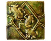 Items similar to Frog Ceramic Tile (6 inches x 6 inches) in Moss Olive