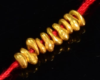 3mmx3.6mm 18k Solid Yellow Gold Ancient Style Freeform Nuggets Findings Beads (10)