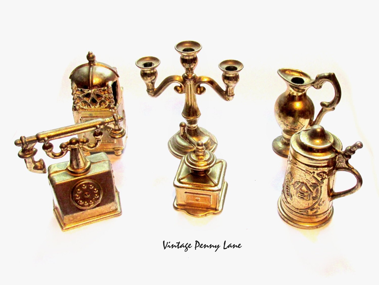 Vintage Brass Metal Figurines / Miniatures Mini Lot