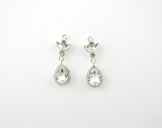 Pair of Small Rhinestone Floral Teardrop Charms