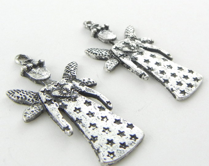 Pair of Antique Silver-tone Fairy Angel Charms