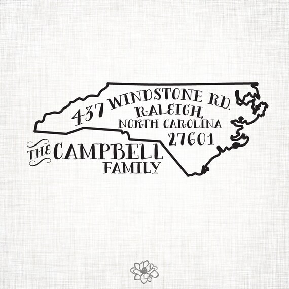 North Carolina Personalized Return Address State Stamp