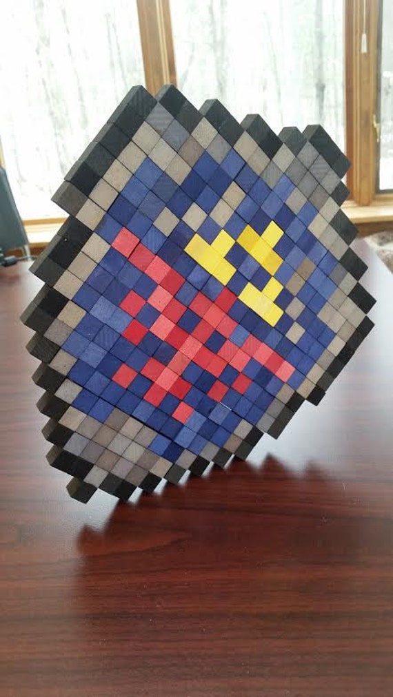 Hand Dyed Wood Block Pixel Wall Art Zelda Shield by LovelyLatte