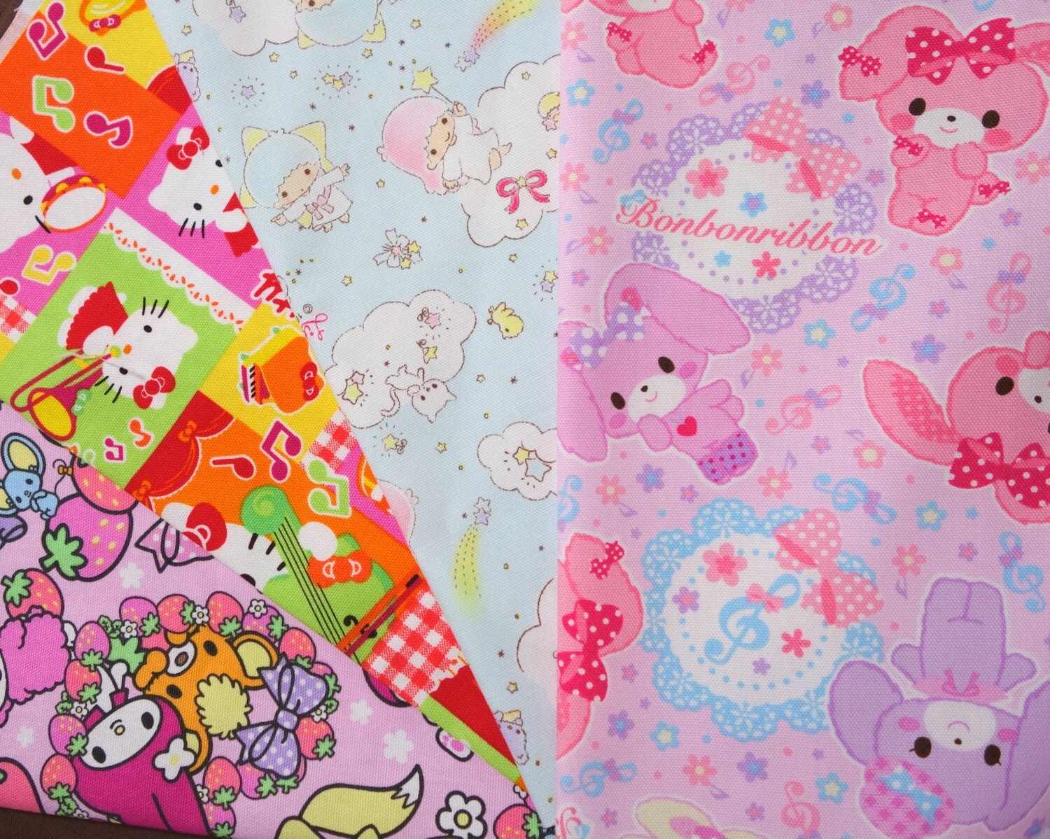 Sanrio fabric Hello Kitty Kiki  Lala Bonbon Ribbon by 