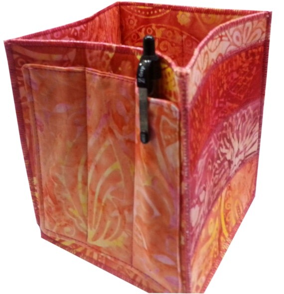 Handmade Table Top Organizer in Pink and Orange by Sieberdesigns