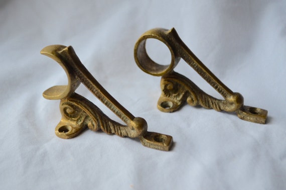 Sold reserved for muse2 ANTIQUE BRASS CURTAIN holder brackets