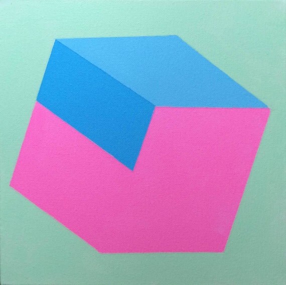 Op Art Geometric Cube Painting