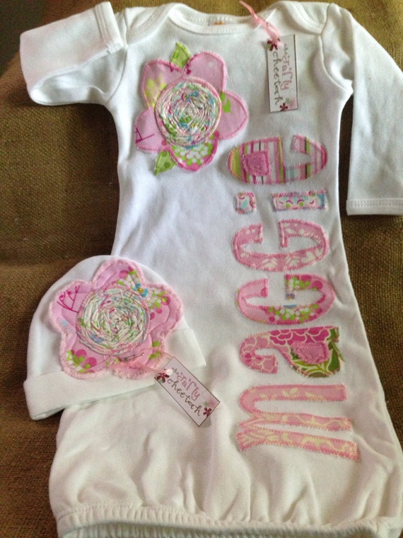 personalized-infant-gown-and-hat-girl-layette-gown-coming