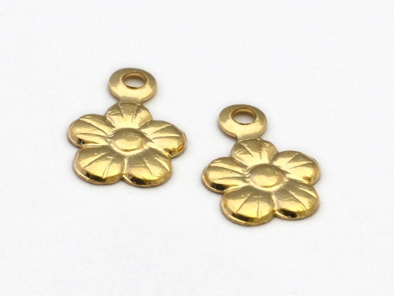 14K Gold Filled charm flower w/Ring 6x8mm, 4pcs 12pcs - USA made wholesale Jewelry Supply(1649 ...