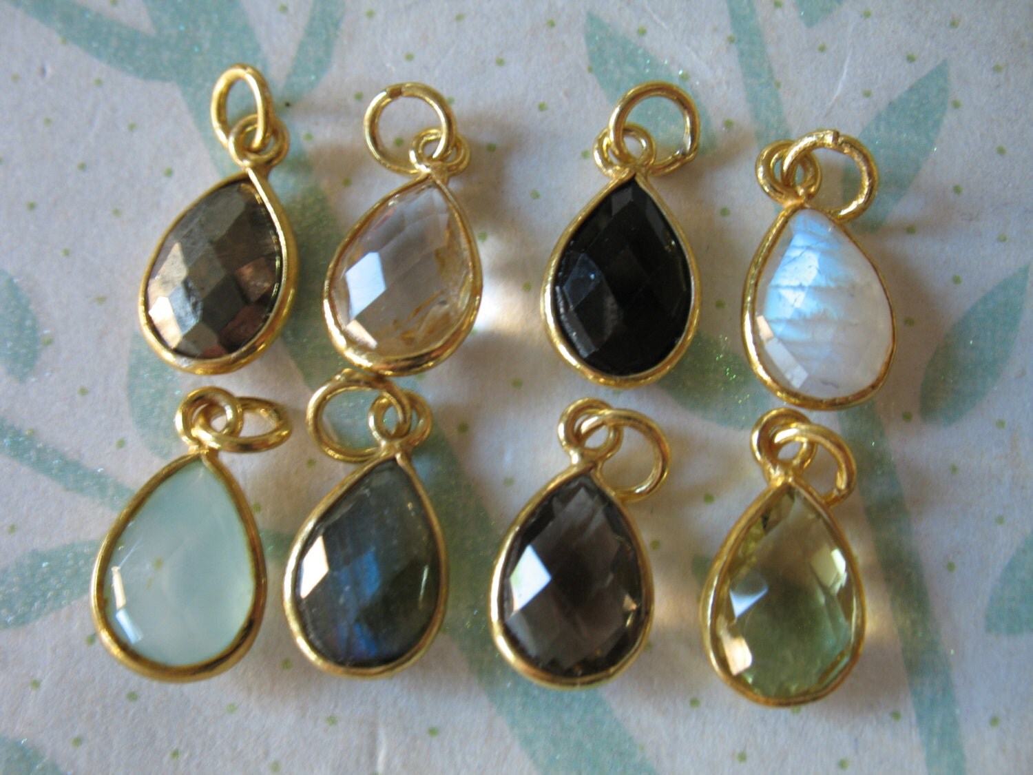 Gemstone Pendant Gemstone Charm, Bezel Charm Pendant / 1100 pcs, 14x8