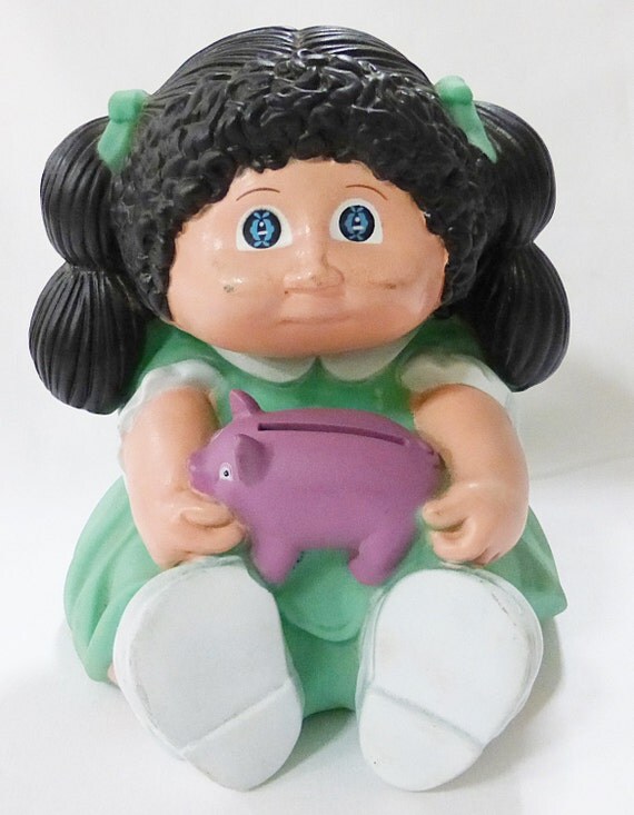 Cabbage patch kid piggy bank plastic doll star power black