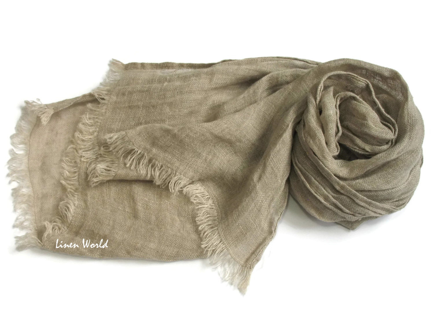 Linen Scarf Light Grey Mens Scarf Sandy Gray Pure Linen