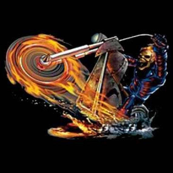 Flaming Motorcycle Skeleton Ghost Rider Unisex/Men Size