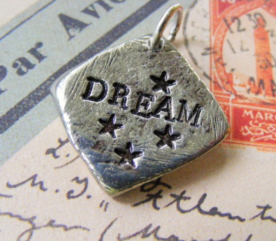 Dream Stamped Pewter Pendant Choker Necklace Black Leather