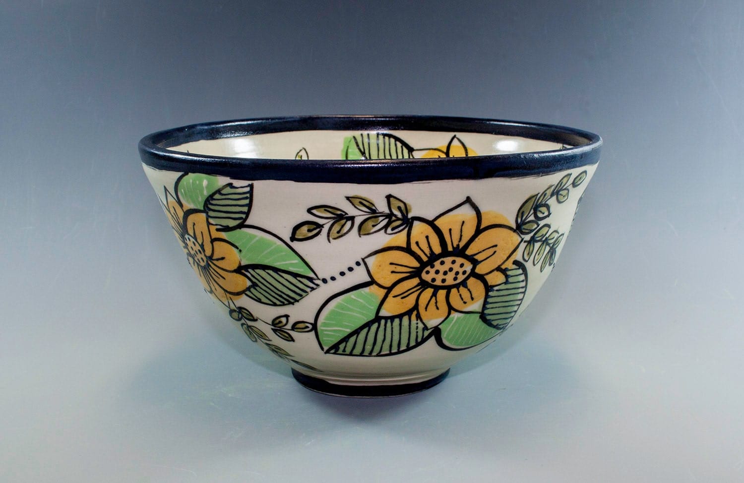 Hand Painted Pottery Bowl Ceramic Bowl Wheel Thrown and