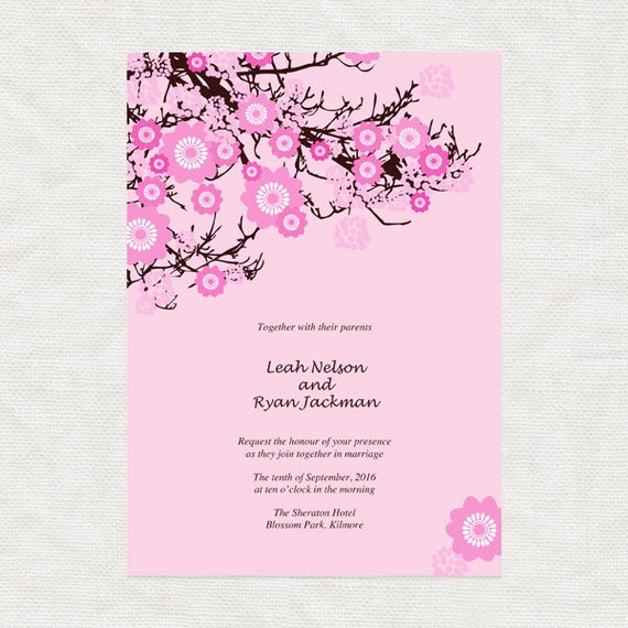 Free Cherry Blossom Wedding Invitations Templates 8