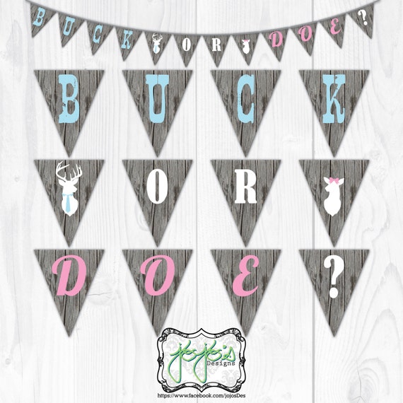 Buck or Doe Deer Gender Reveal Banner Digital File