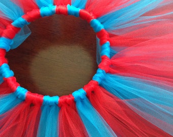 Dr. Suess Tutu- Dr. Suess Costume- Thing 1 Thing 2 tutu- Dr. Suess Party- 1st Birthday tutu- Dr. Suess Birthday- Red and turquoise tutu