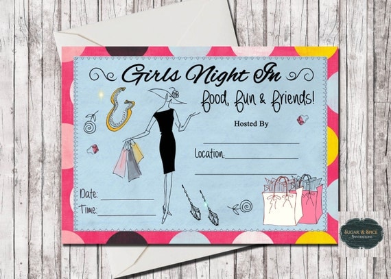 Girls Night In Blank Invitation, Girls Night Out, Shopping Invite ...