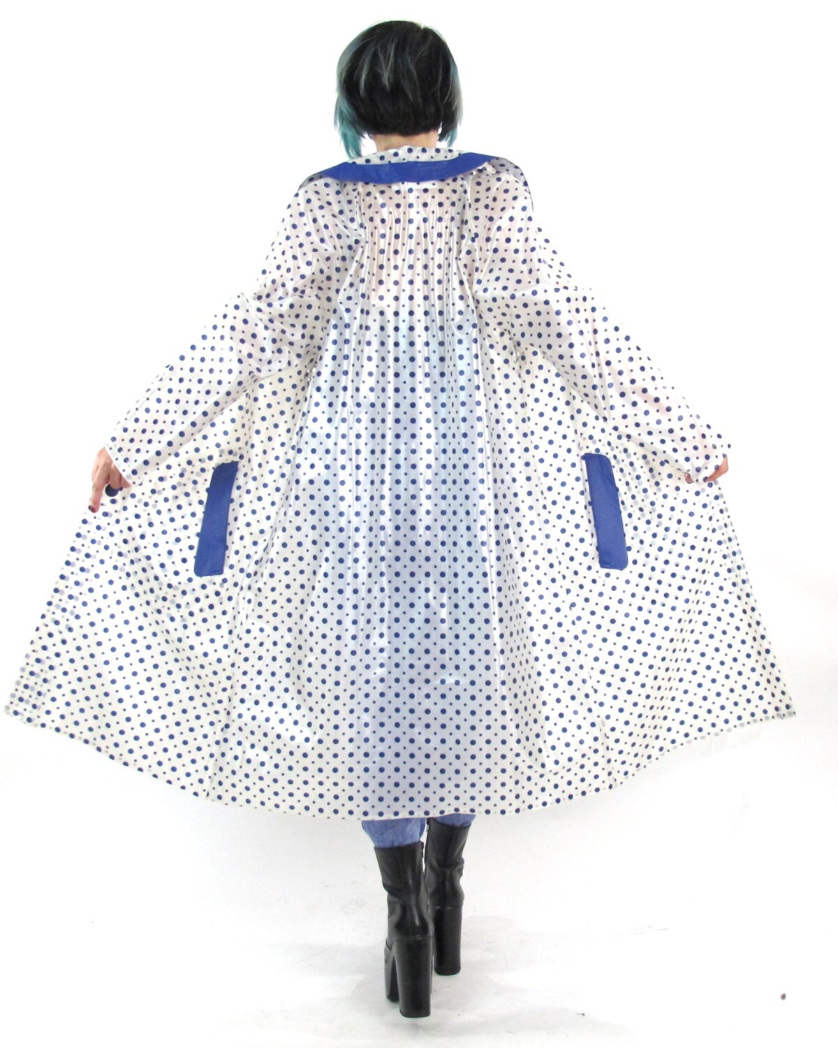 Polka Dot Rain Coat Vintage 80s Rain Jacket Clear by honeymoonmuse