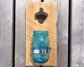Rustic Reclaimed Barn Wood Bottle Opener with Ball Jar- Groomsmen, Best Man, Husband, Boyfriend, Father's Day