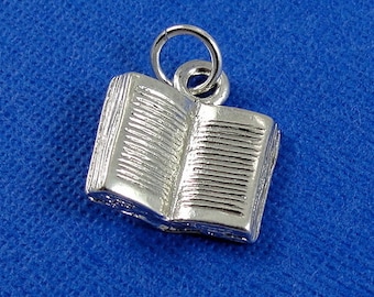 Open Book Charm - Silver Plated Open Book Charm for Necklace or Bracelet