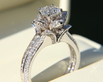 engagement ring rose diamond flower unique gorgeous blooming ever infinity