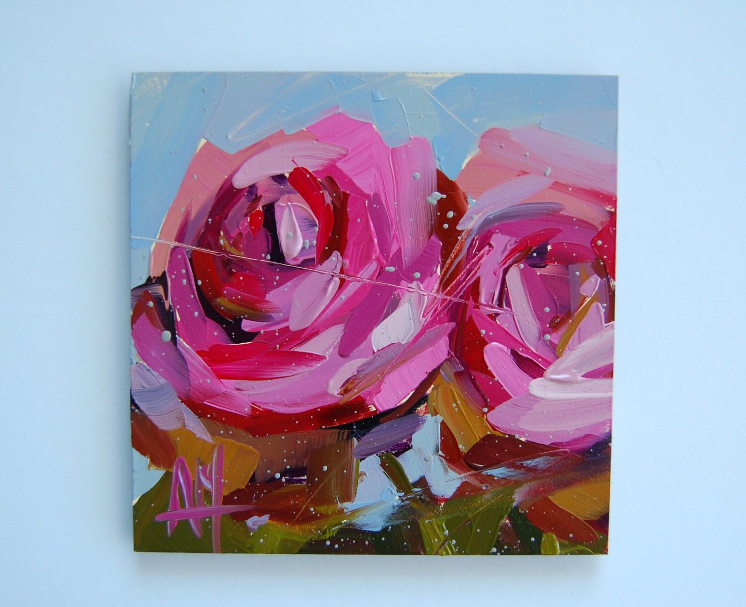 Pink Roses No 14 Original Floral Oil Painting By Angela