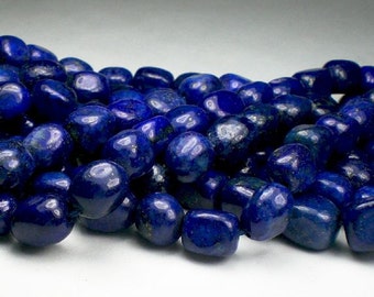 Lapis Lazuli Nugget Beads 10mm Blue Beads 15-1/2 Inch Strand