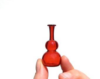 Miniature Bottle in Red, Hand Blown Glass
