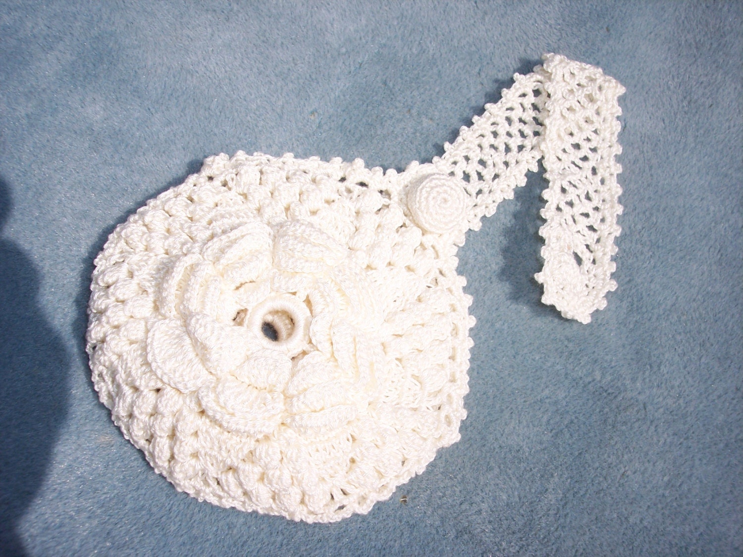 handmade cream cotton crochet thread holder by CraneCreations