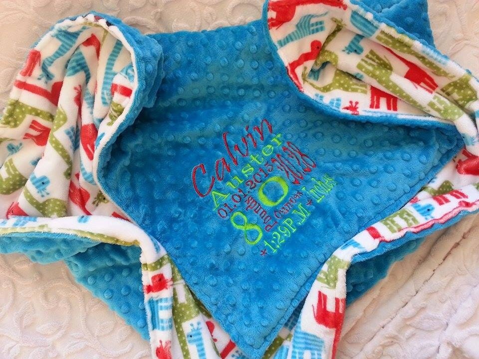 Blue Blanket Personalized baby blanket turquoise dimple