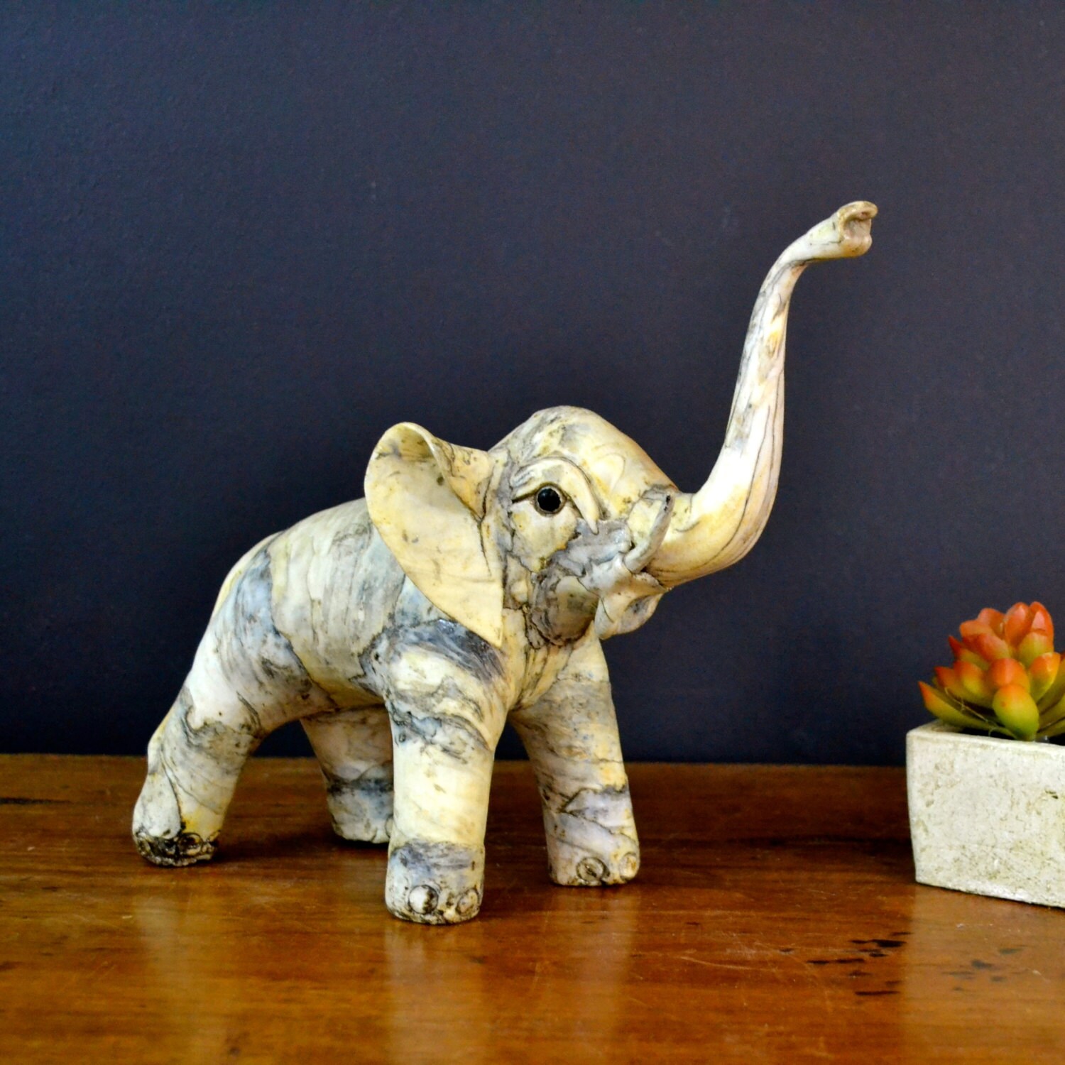 Vintage Handmade Clay Elephant Lucky Elephant
