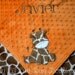 Personalized minky baby blanket- tan giraffe print and orange- large stroller blanket