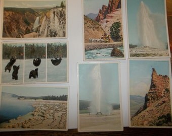 Yellowstone Park Vintage Postcard lot 1940.s Yellowstone postcard, Vintage postcard y102