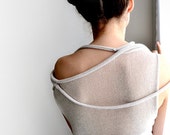 beige Women top , Light beige transparent okapi sweater top,Summer fashion, Paris fashion, France, minimalist,assymetric