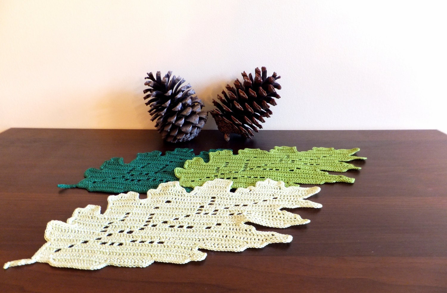 Oak leaf doily crochet leaf placemat fall table decor