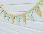 Spring Blooms Fabric Bunting -  Party Flag - Fabric Flag - Fabric Banner - Photo Prop