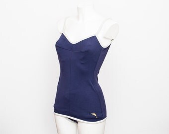 NOS Vintage swimsuit Size S blue and white