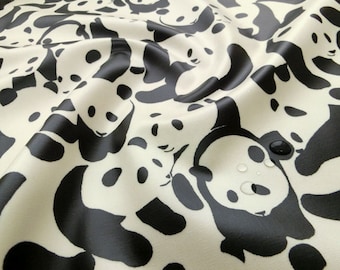 Laminated Cotton Fabric Waterproof japanese fabric Panda Black white