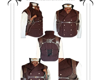 Steampunk Double Shoulder Holster & Ammo Pouch leather work Pattern