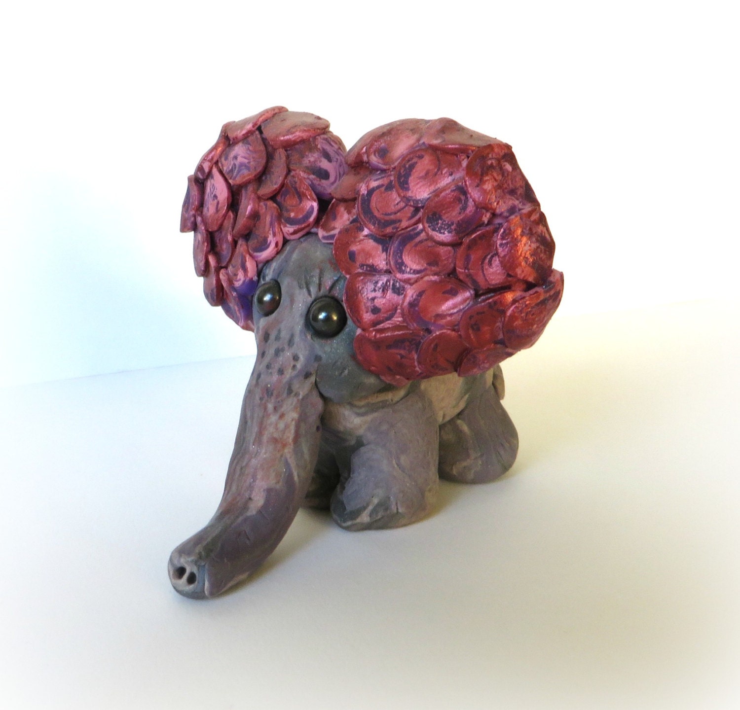 Elephant Polymer Clay Elephant Figurine by Sandyscreationinclay