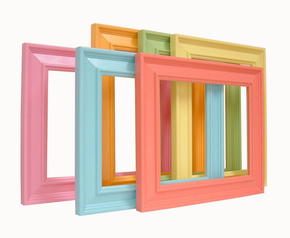 Picture Frames Set Colorful Pastels Home by MountainCoveAntiques