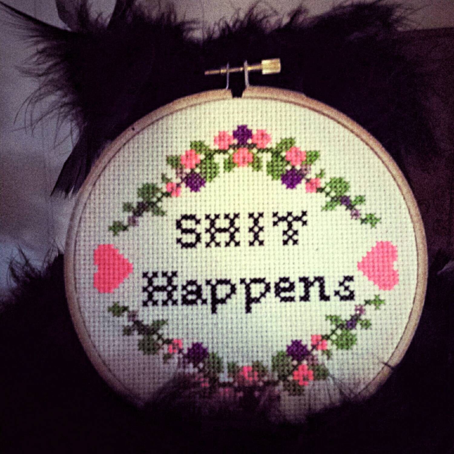 Inappropriate cross stitch sampler humorous saying by