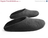 Mega SALE 25% OFF Womens Felt Slippers - Gifts for Mom - Black - Rubber Sole - Color Blocking - Australian Fashion - Womens slippers - Women