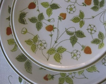 A Set of 2 Dinner and 3 Salad Plates in Mikasa's Everfresh Strawberry Hill Pattern