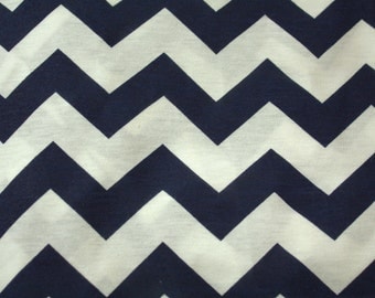 Navy and White Chevron Print Fabric (Slightly Flawed)